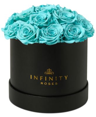 Infinity Roses - Round Box of 16 Tiffany Blue Real Roses, Preserved To Last Over A Year