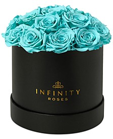 Round Box of 16 Tiffany Blue Real Roses, Preserved To Last Over A Year