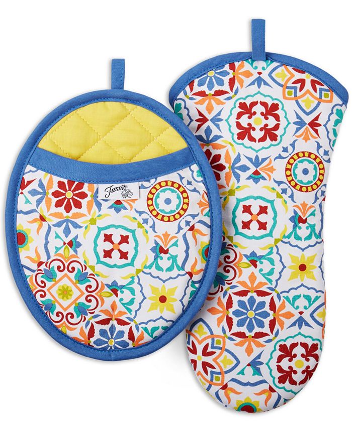 Fiesta Worn Tiles 2-Pc. Oven Mitt & Pot Holder Set - Macy's