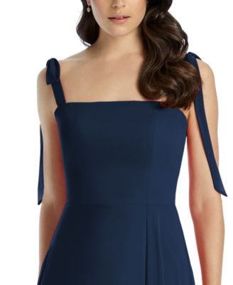 Plus Size Tie-Shoulder Chiffon Maxi Dress with Front Slit