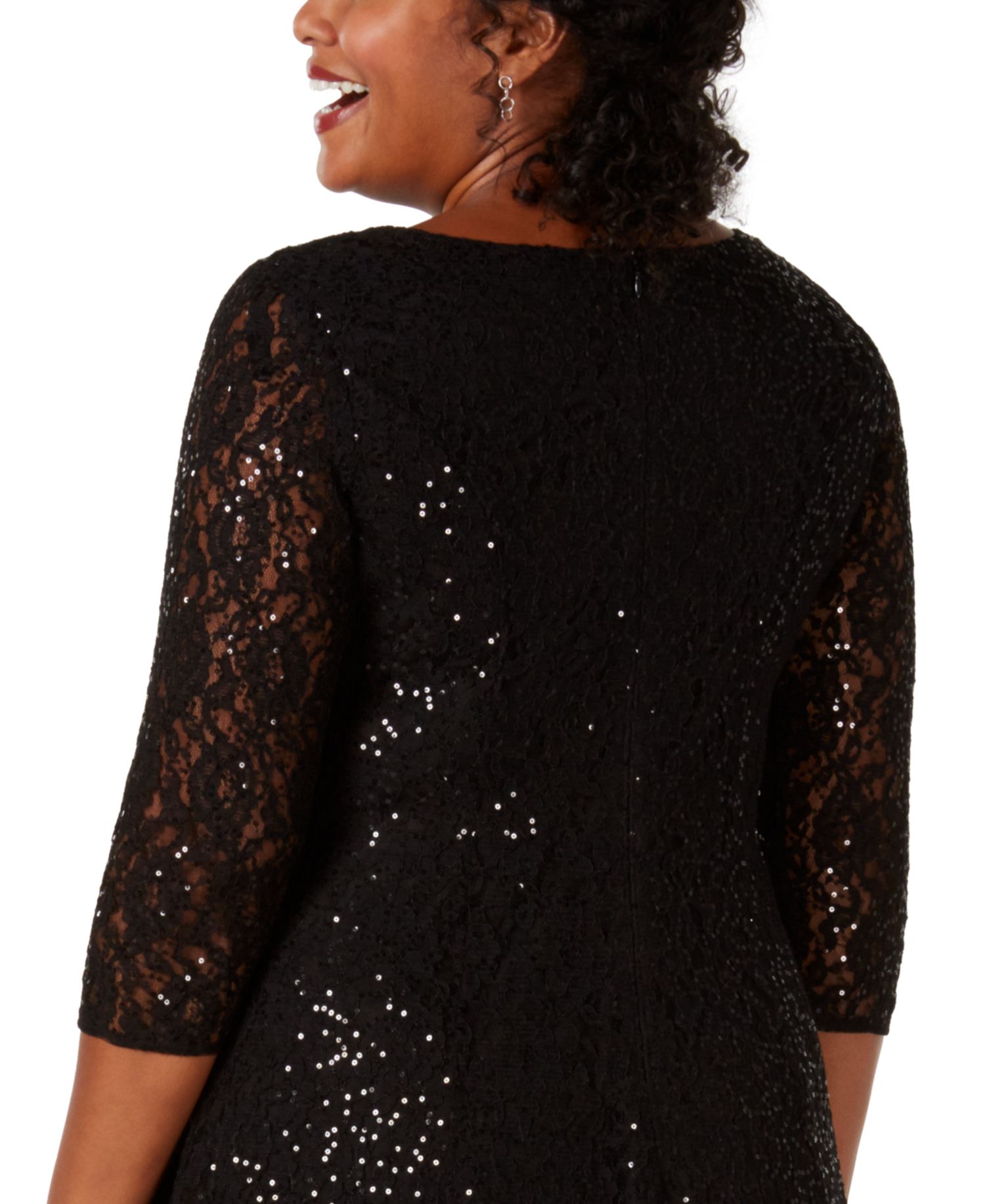 Plus Size Sequined Lace Dress