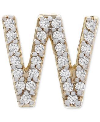 Wrapped - Diamond Initial W Single Stud Earring (1/20 ct. t.w.) in 14k Gold
