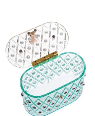 1950 Retro Style "Spearmint Ice" Crystal Lucite Box Clutch Bag