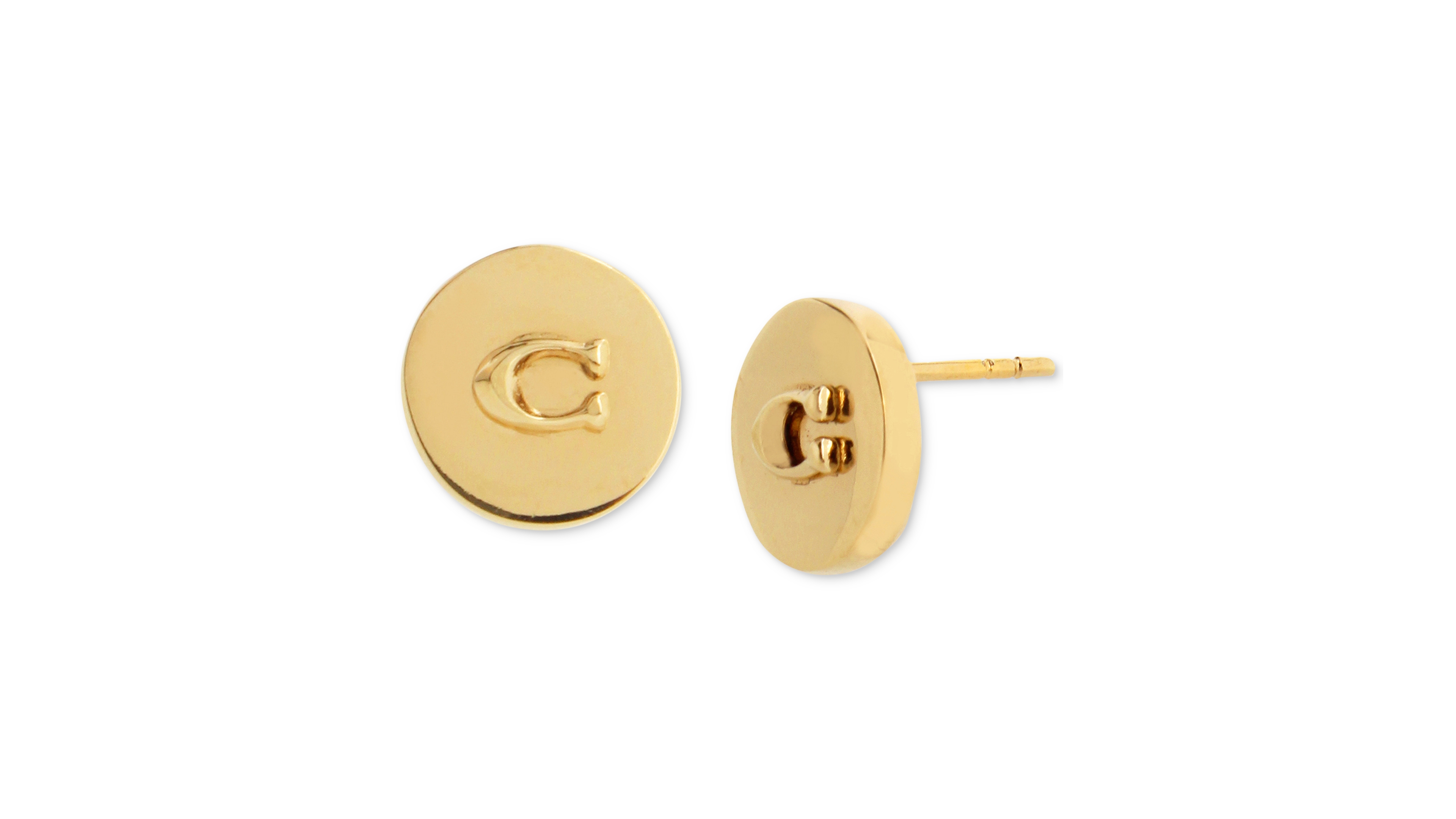 Coach Signature C Disc Stud Earrings