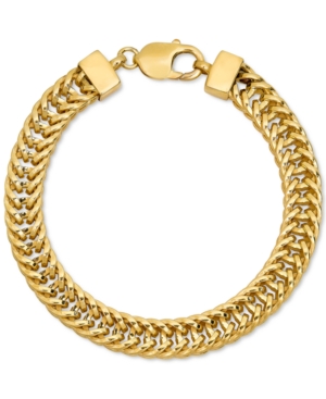 Macy's Men's Franco Link Chain Bracelet In 14k Gold-plated Sterling Silver In Gold Over Silver