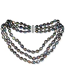 Baroque Cultured Freshwater Pearl (8-9mm) Triple Row 16" Collar Necklace (Also in Black Baroque Cultured Freshwater Pearl)