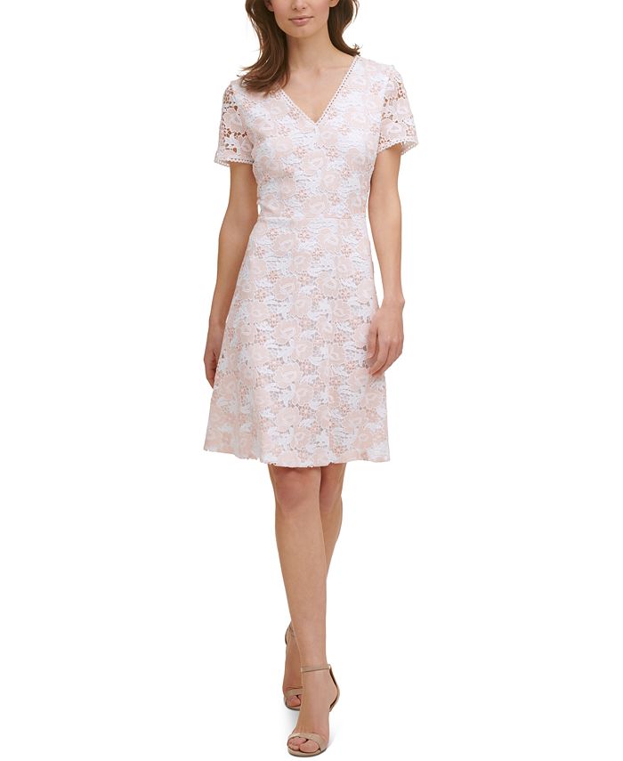 Karl Lagerfeld Paris Lace Fit & Flare Dress - Macy's