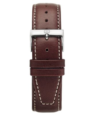 Men's Chronograph Brown Leather Strap Watch 44mm