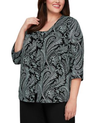 Alex Evenings Plus Size Printed Shell & Jacket - Macy's