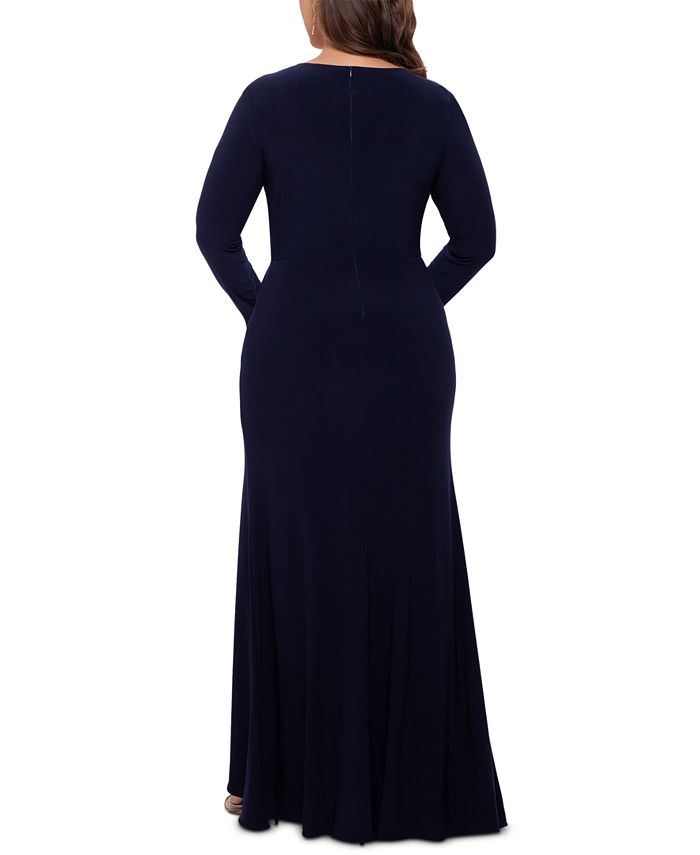 Betsy & Adam Plus Size V-Neck Gown - Macy's