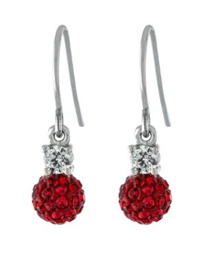Giani Bernini 6mm Pave Crystal Ball Drop Wire Earrings In Sterling Silver In Red
