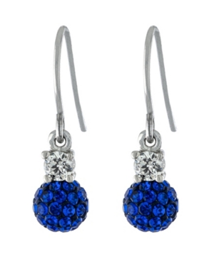 Giani Bernini 6mm Pave Crystal Ball Drop Wire Earrings In Sterling Silver In Blue