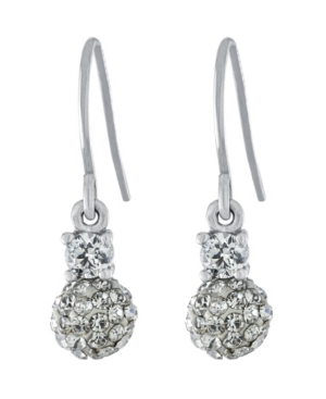 Giani Bernini 6mm Pave Crystal Ball Drop Wire Earrings In Sterling Silver In White