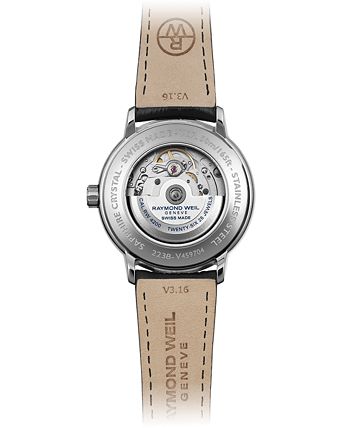 Raymond Weil - Men's Swiss Automatic Maestro Black Leather Strap Watch 40mm 2238-STC-00659