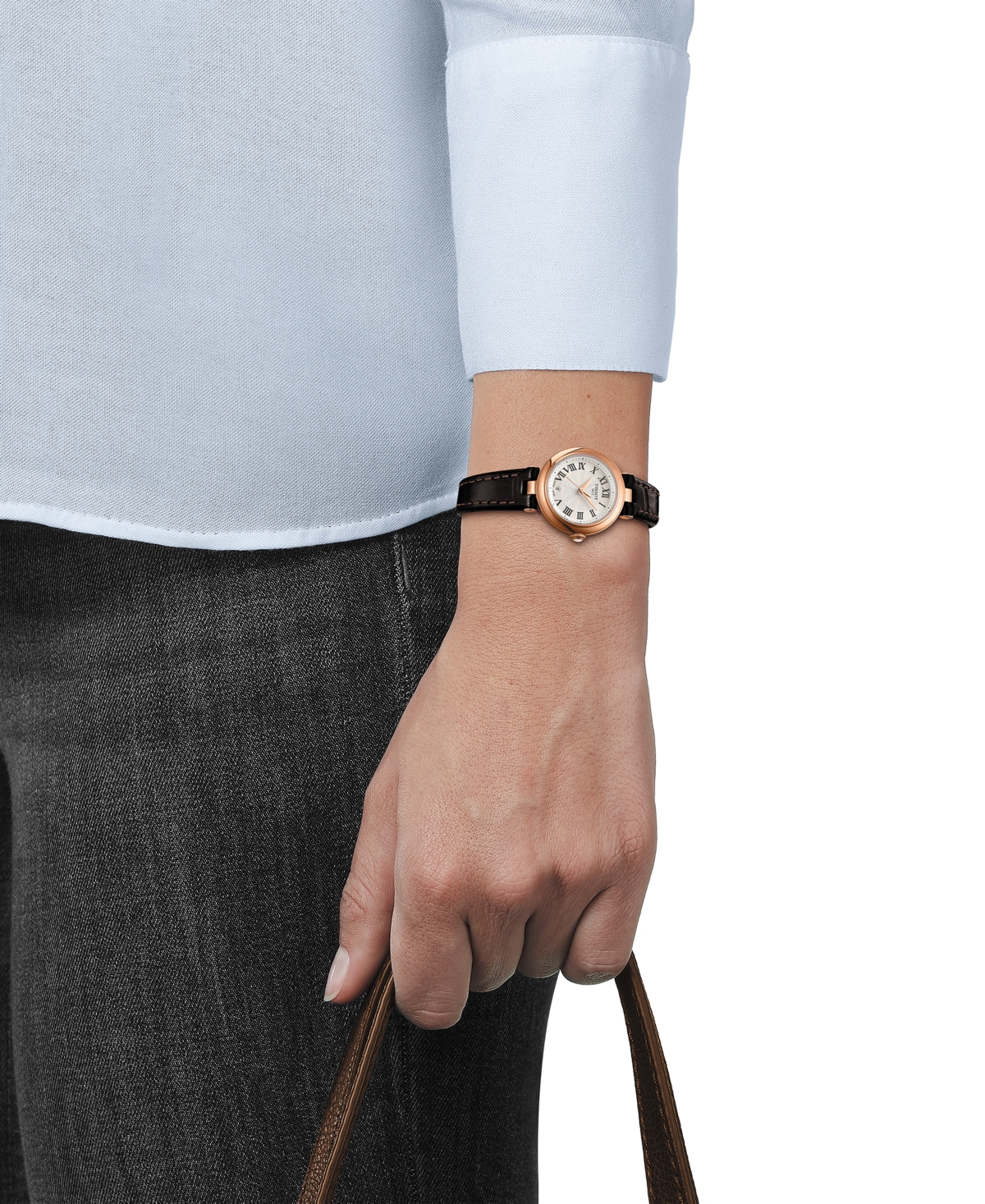 Shop Tissot Women's Swiss Bellissima Brown Leather Strap Watch 26mm In White