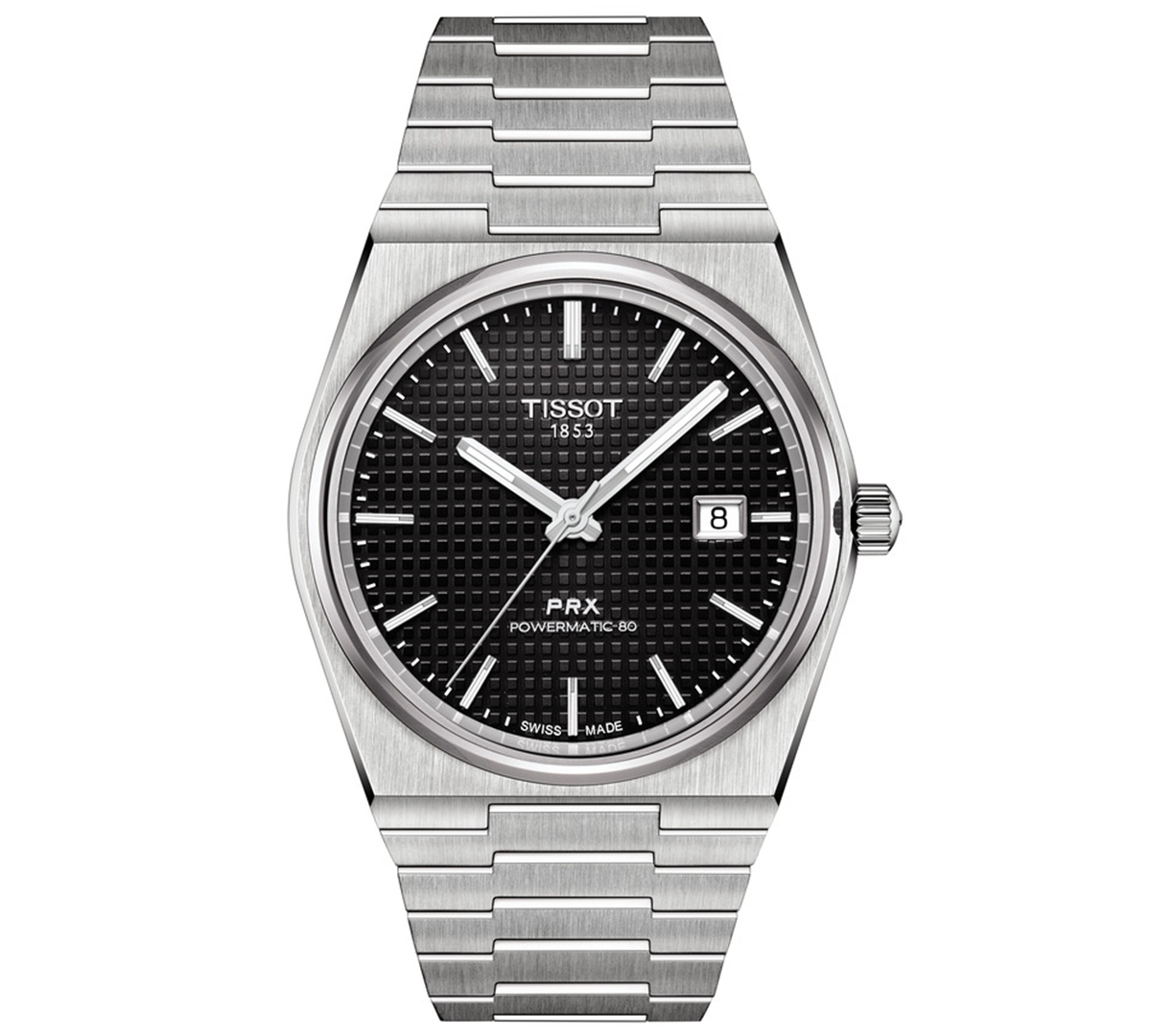 Shop Tissot Men's Swiss Automatic Prx Powermatic 80 Stainless Steel Bracelet Watch 40mm In Black