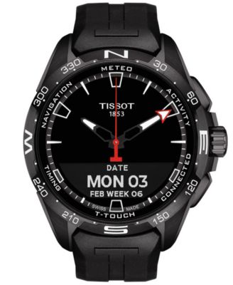 Men's Swiss T-Touch Connect Solar Black Rubber Strap Smart Watch 48mm