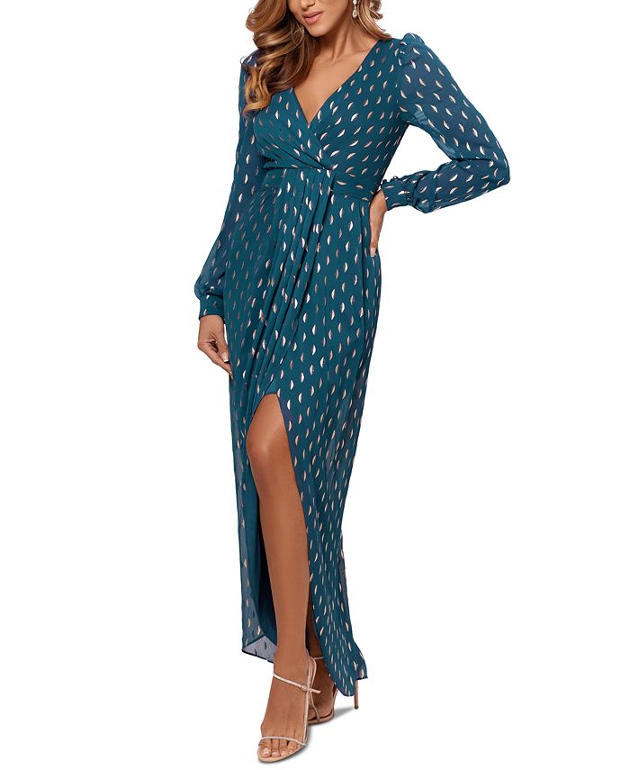 betsy and adam pleated gown