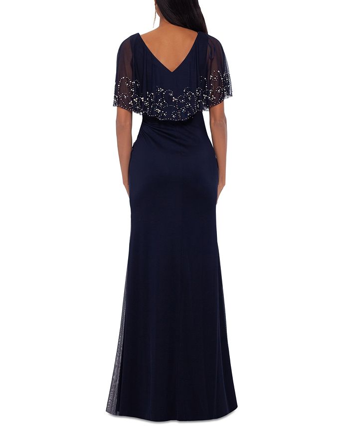 Betsy & Adam Petite Beaded Capelet Gown - Macy's