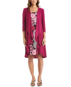 R & M Richards Drape-Front Jacket & Necklace Dress
