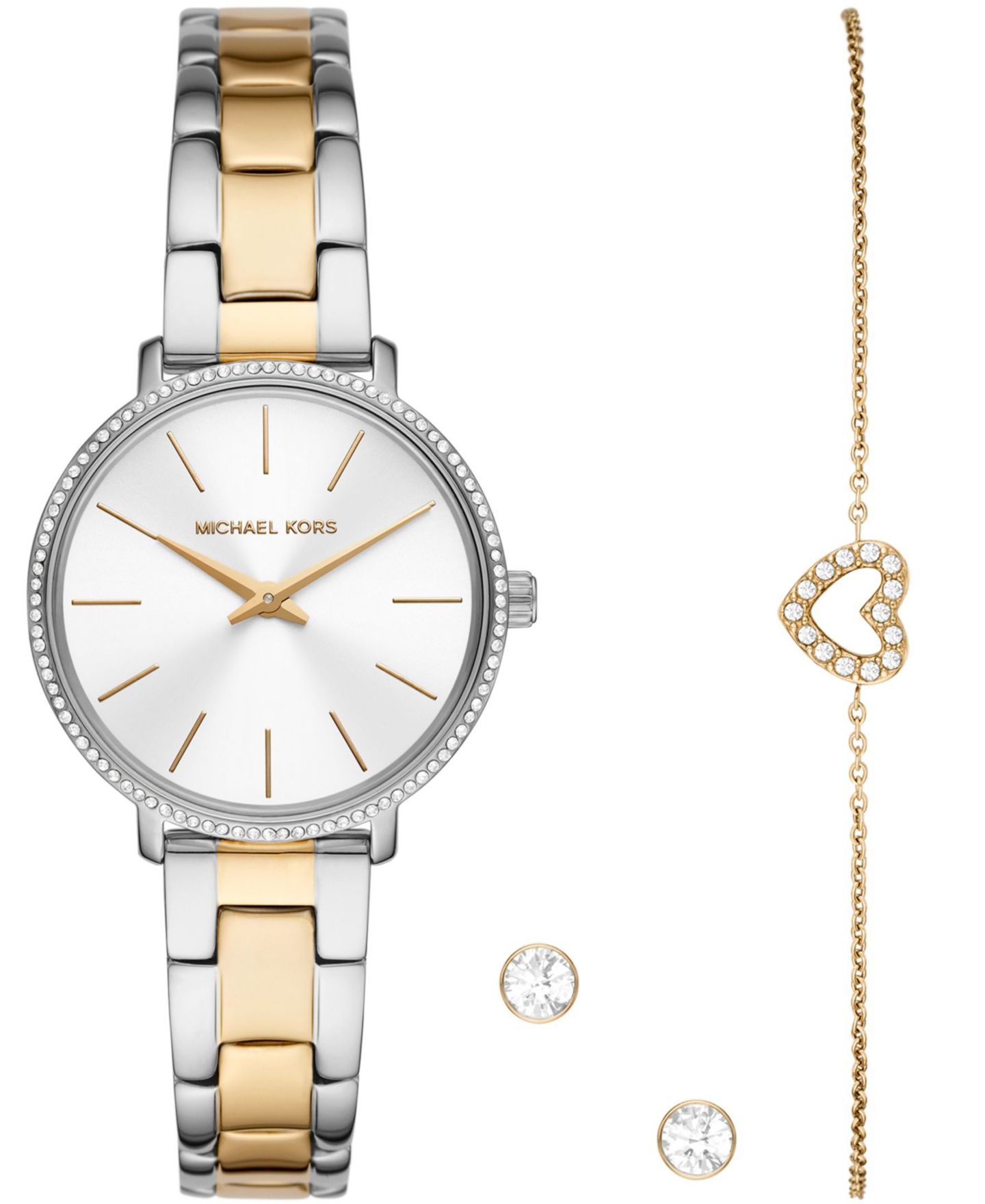 Женские часы Michael Kors Pyper Two-Tone Stainless Bracelet Watch 32mm Gift Set — фото 1