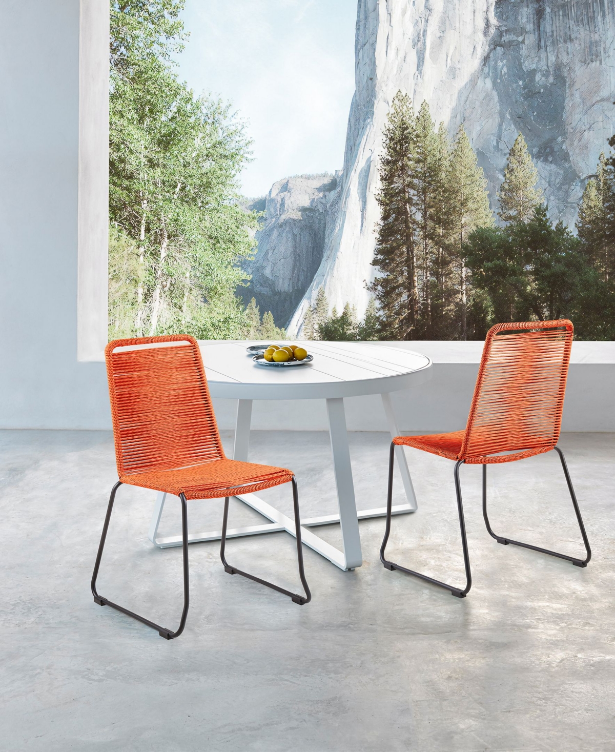 Shasta Outdoor Metal and Rope Stackable Dining Chair, Set of 2