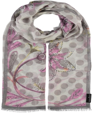 V Fraas Women's Dotted Blossom Scarf In Mid Gray