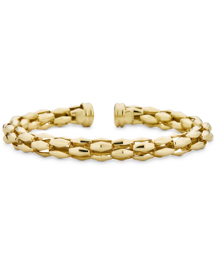 Italian Gold Turbo Link Bangle Bracelet in 14k GoldPlated Sterling