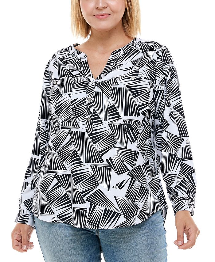 Adrienne Vittadini Plus Size 3/4 Sleeve Utility Top Macy's