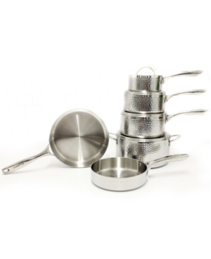Berghoff Hammered 10 Piece 3-ply Stainless Steel Cookware Set In Silver