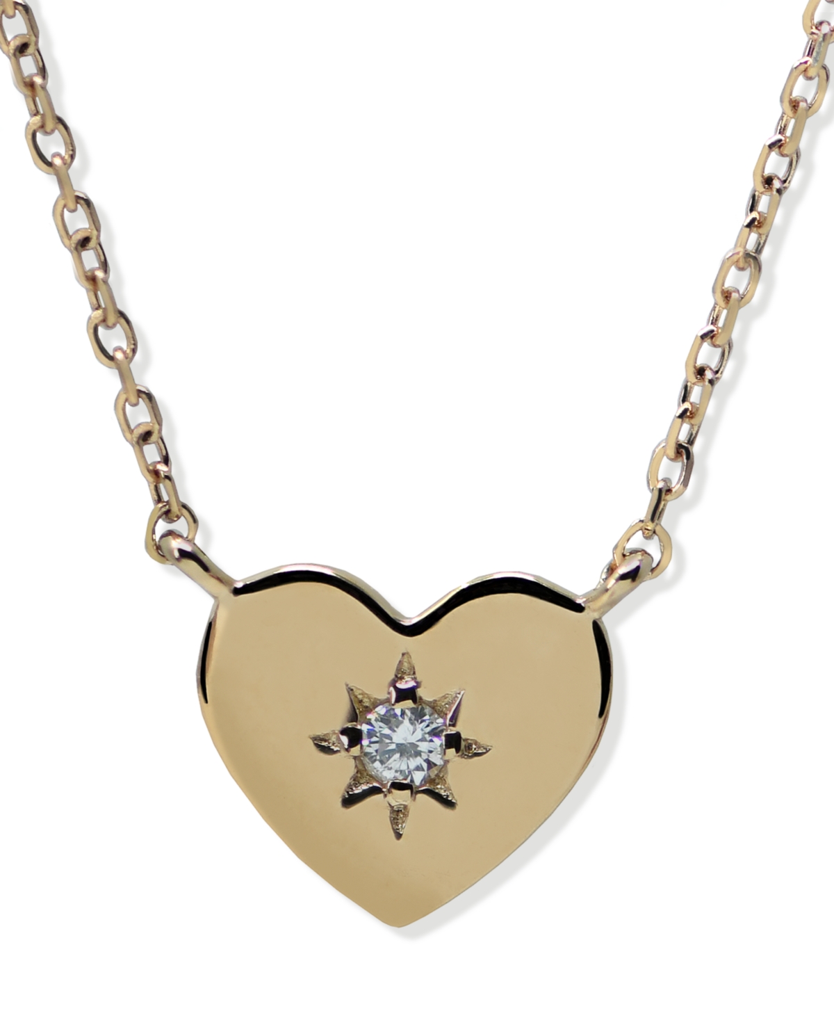 Diamond Accent Heart Diamond Cut Chain Necklace in 14k Yellow gold - Clear