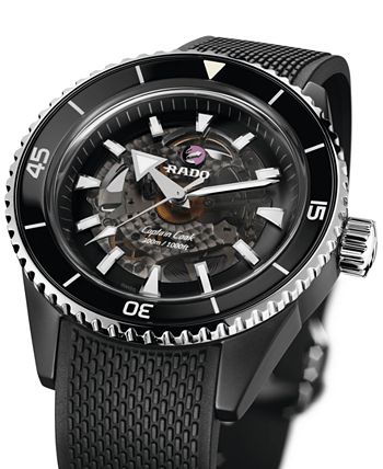 Rado - Men's Swiss Automatic Captain Cook Black Rubber Strap Watch 43mm