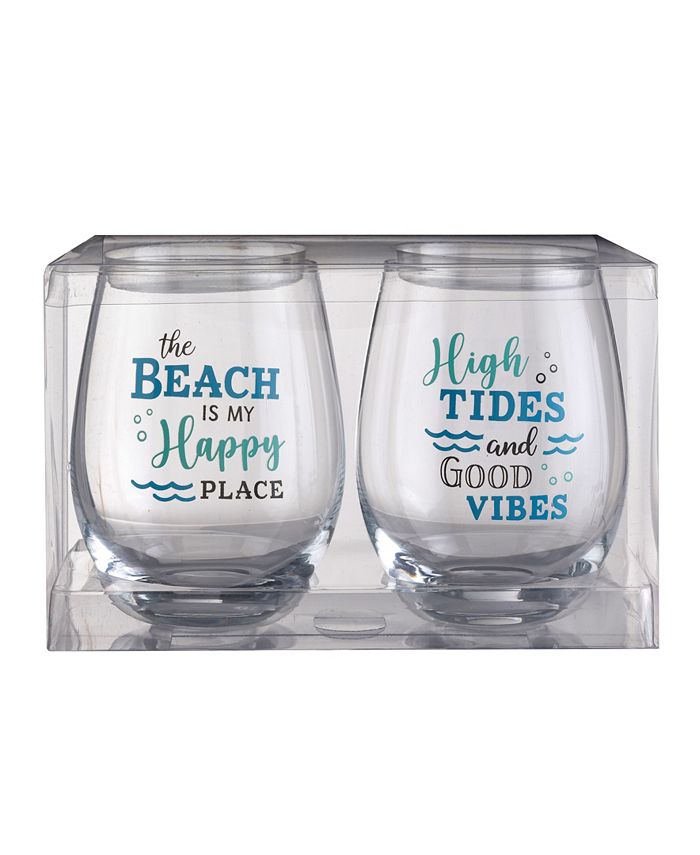 Lillian Rose At The Beach Life Wine Glass, Set of 2 - Macy's