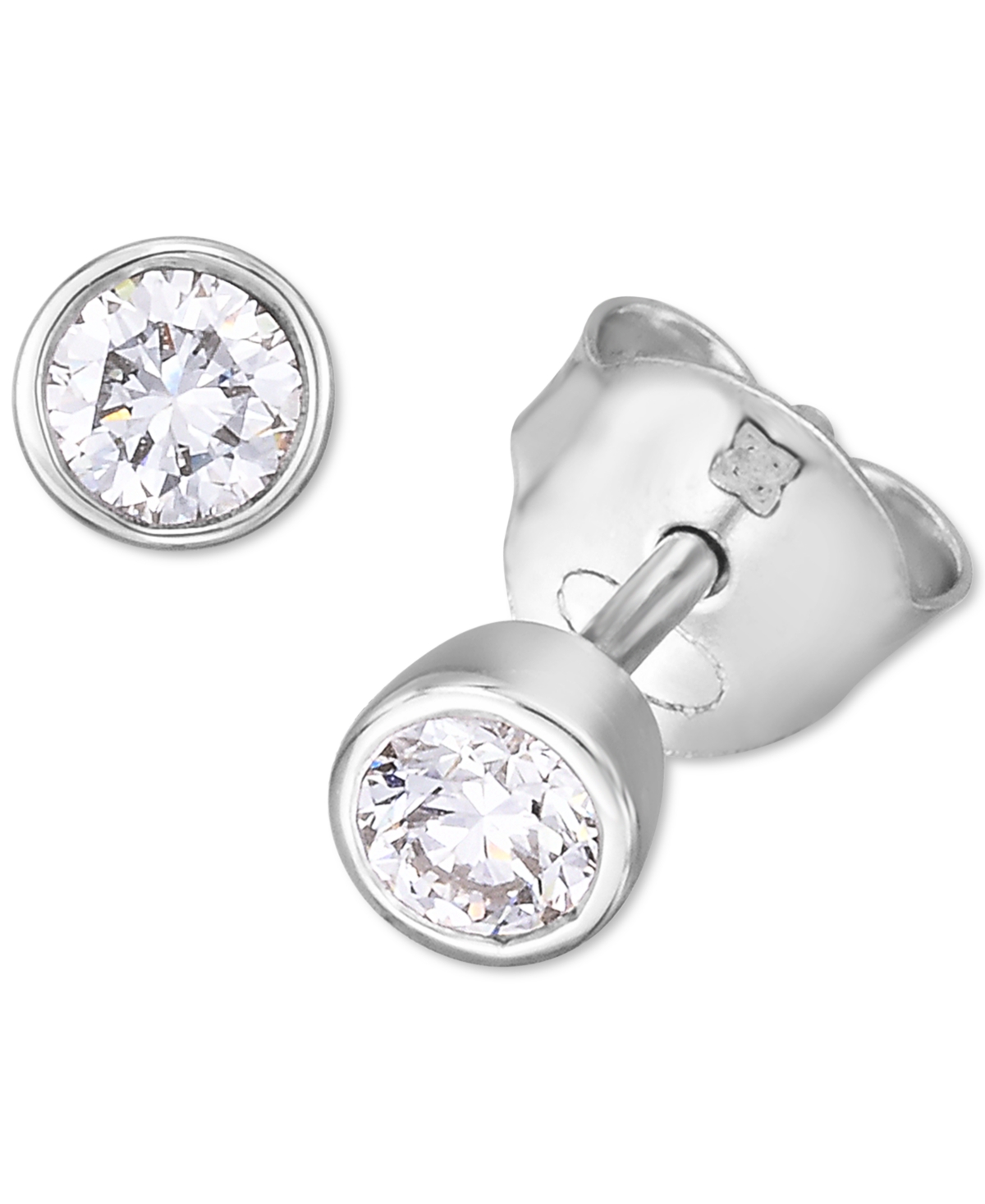 Lab-Created Diamond Bezel Stud Earrings (1/3 ct. t.w.) in Sterling Silver - Sterling Silver