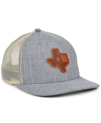 Local Crowns Texas Heather Leather State Patch Curved Trucker Cap