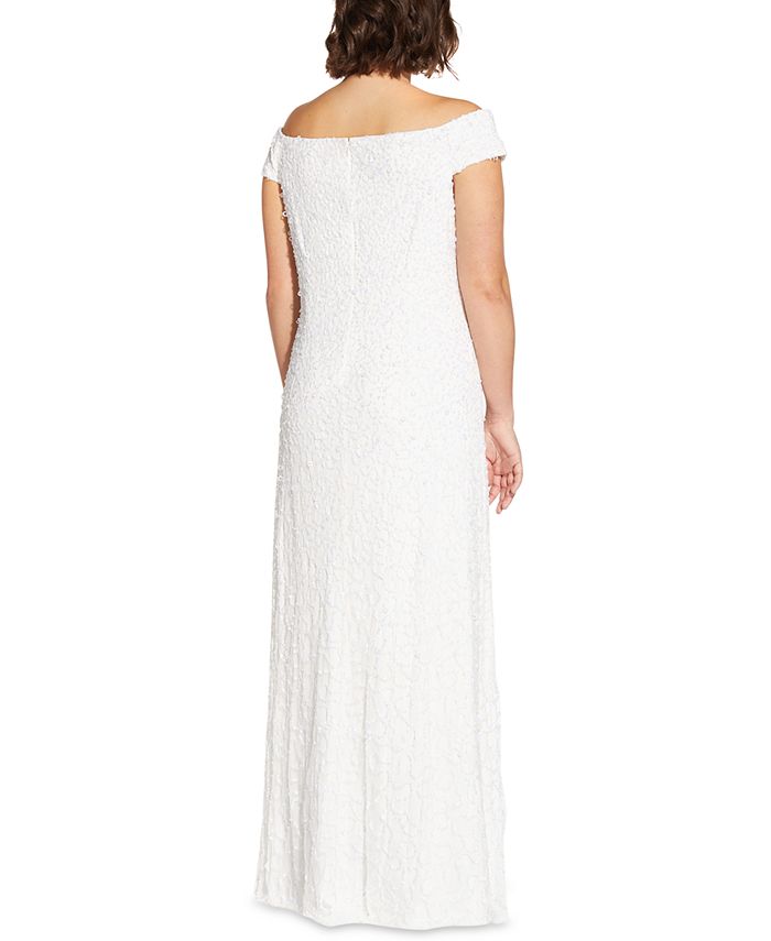 Adrianna Papell Plus Size Embellished Off-The-Shoulder Gown & Reviews - Dresses - Plus Sizes