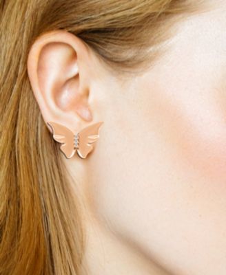 And Now This Crystal Butterfly  Stud Earring in Silver Plate, Gold Plate or Rose Gold Plate