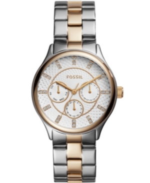 Shop Fossil Women's Modern Sophisticate Multifunction Two Tone Stainless Steel Watch 36mm