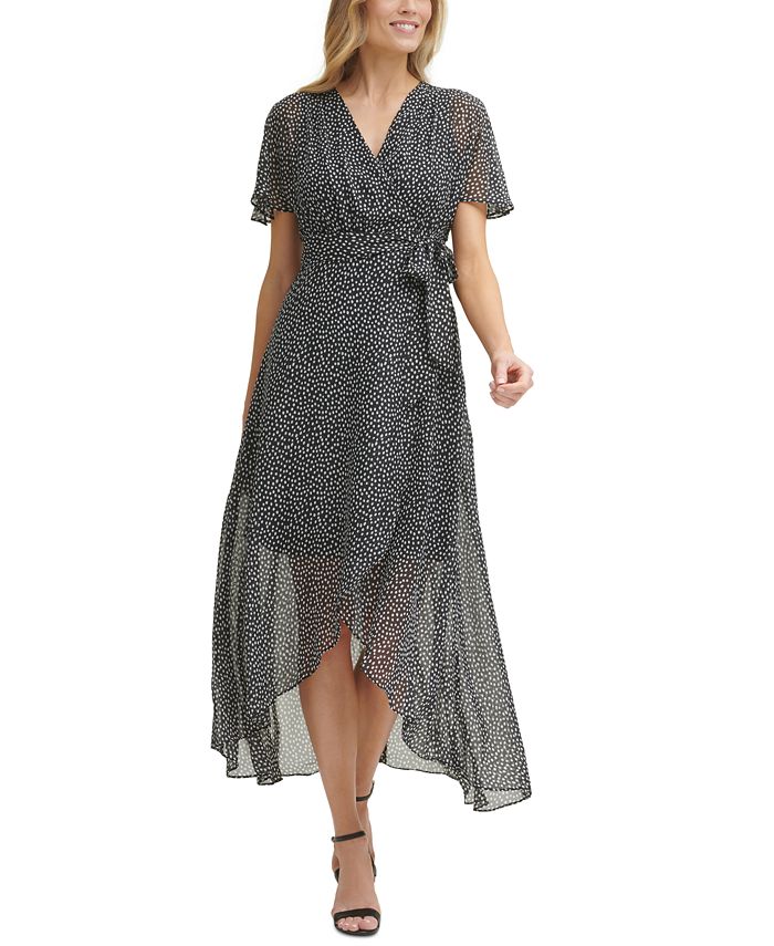 Jessica Howard Petite Printed Faux-Wrap Dress - Macy's