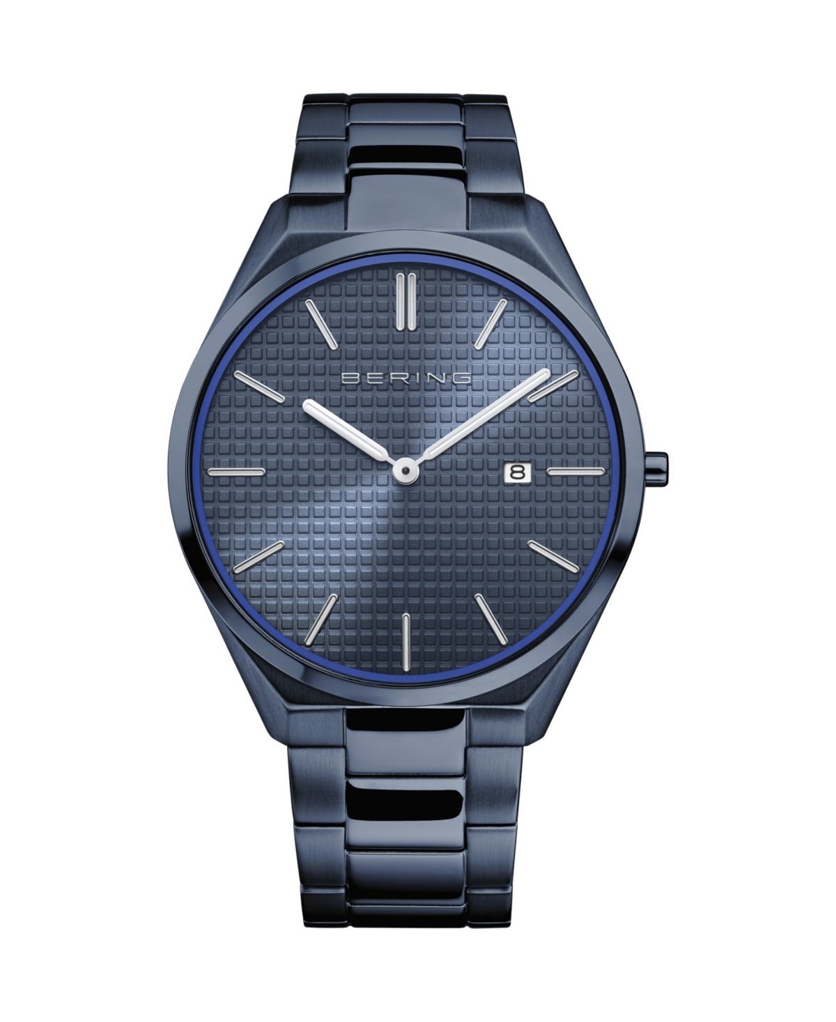 Bering Men's Ultra Slim Blue Stainless Steel Bracelet Watch 40mm