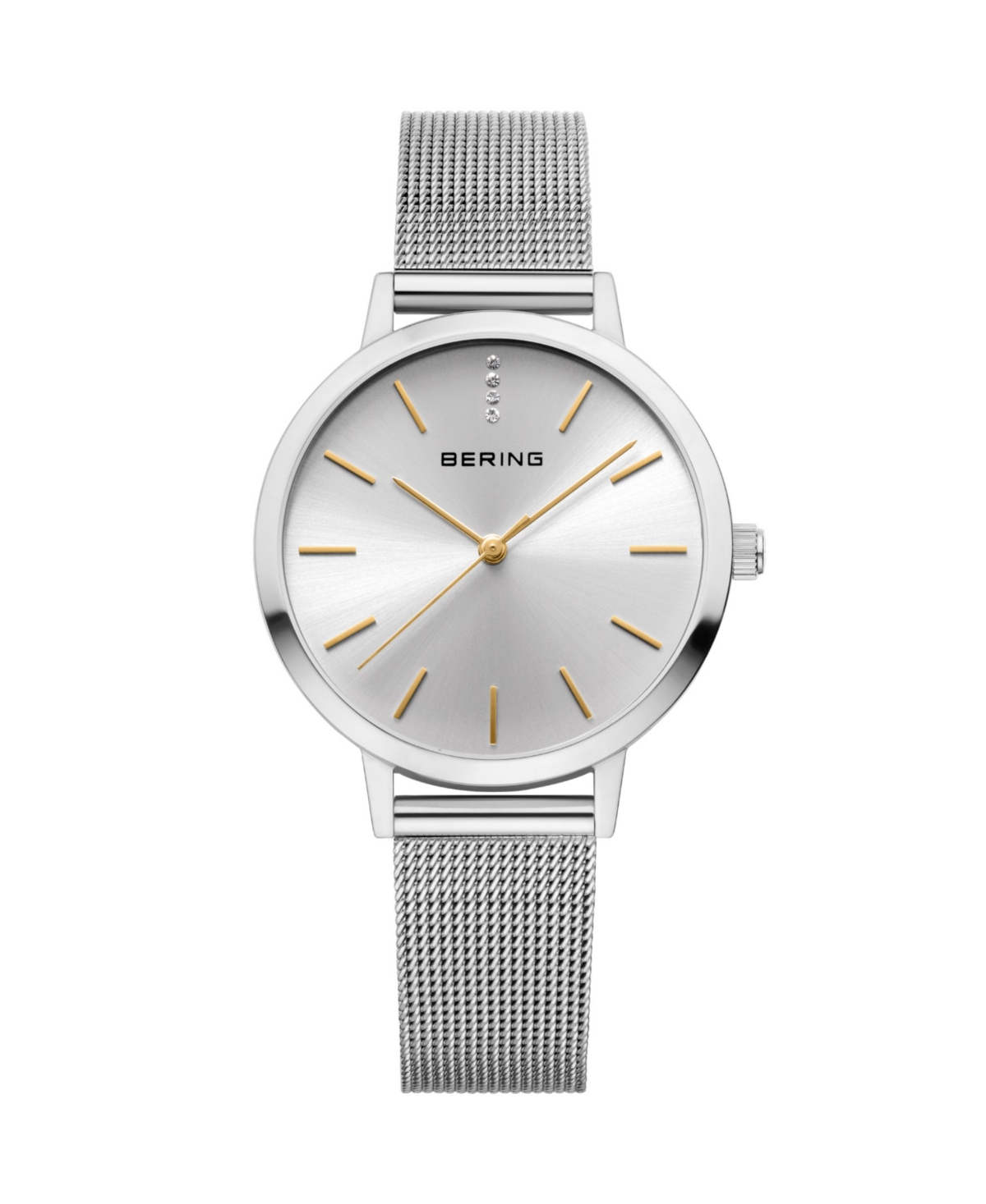 Bering Women's Classic Silver-Tone Stainless Steel Mesh Strap Watch 34mm