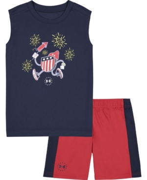 Toddler Boys Firecracker Sleeveless Tee and Shorts Set