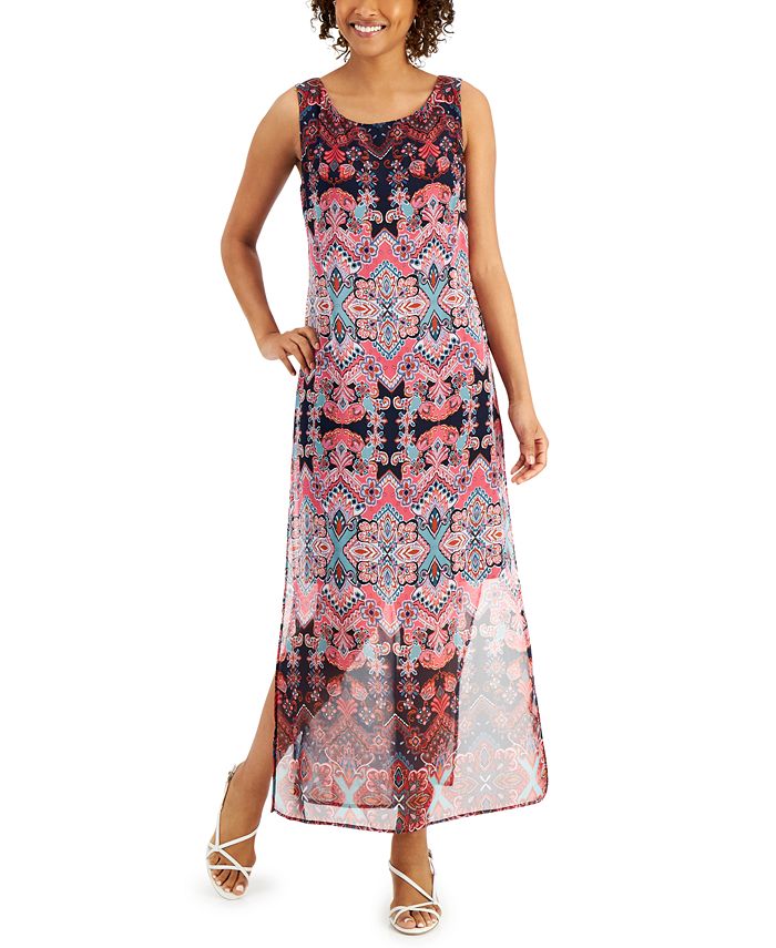 Connected Printed Chiffon Maxi Dress - Macy's