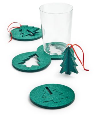 The Cellar - Holiday "Two In One Tree" Coaster And Ornament, Set of 4