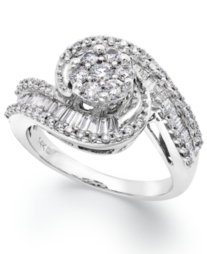 image of Diamond Cluster Swirl Ring in 14k White Gold (1 ct. t.w.)