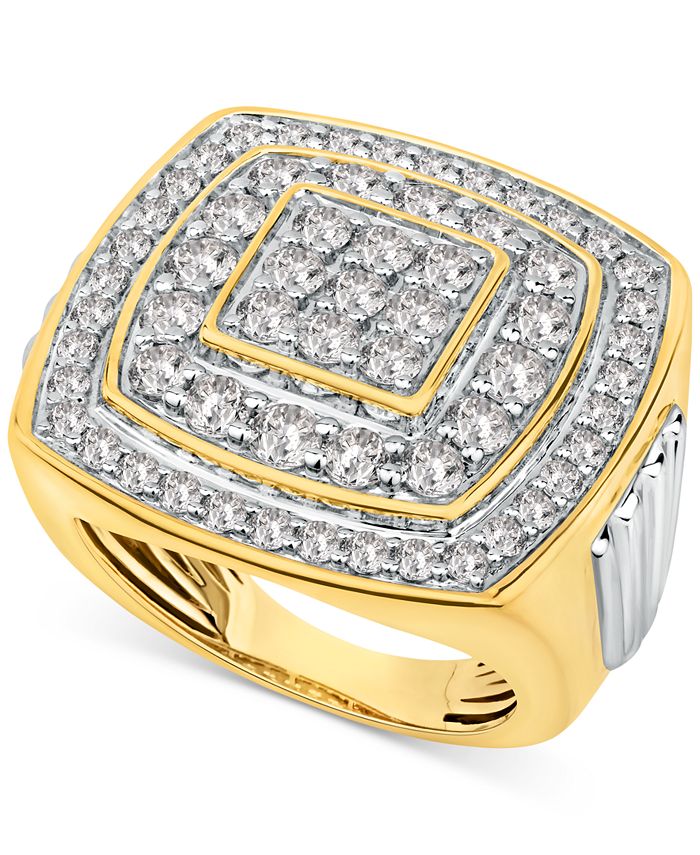 Macy's Men's Diamond Ring (4 ct. t.w.) in 10k Gold and White Gold - Macy's
