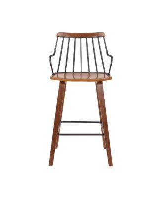 Micah Walnut and Metal Modern Counter Height Bar Stool