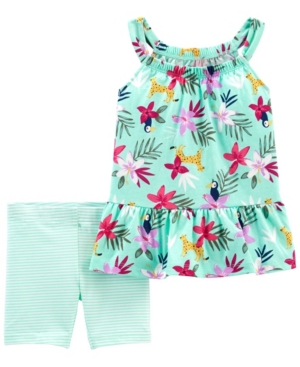 Baby Girls Floral Tank and Bike Short 2 Piece Set