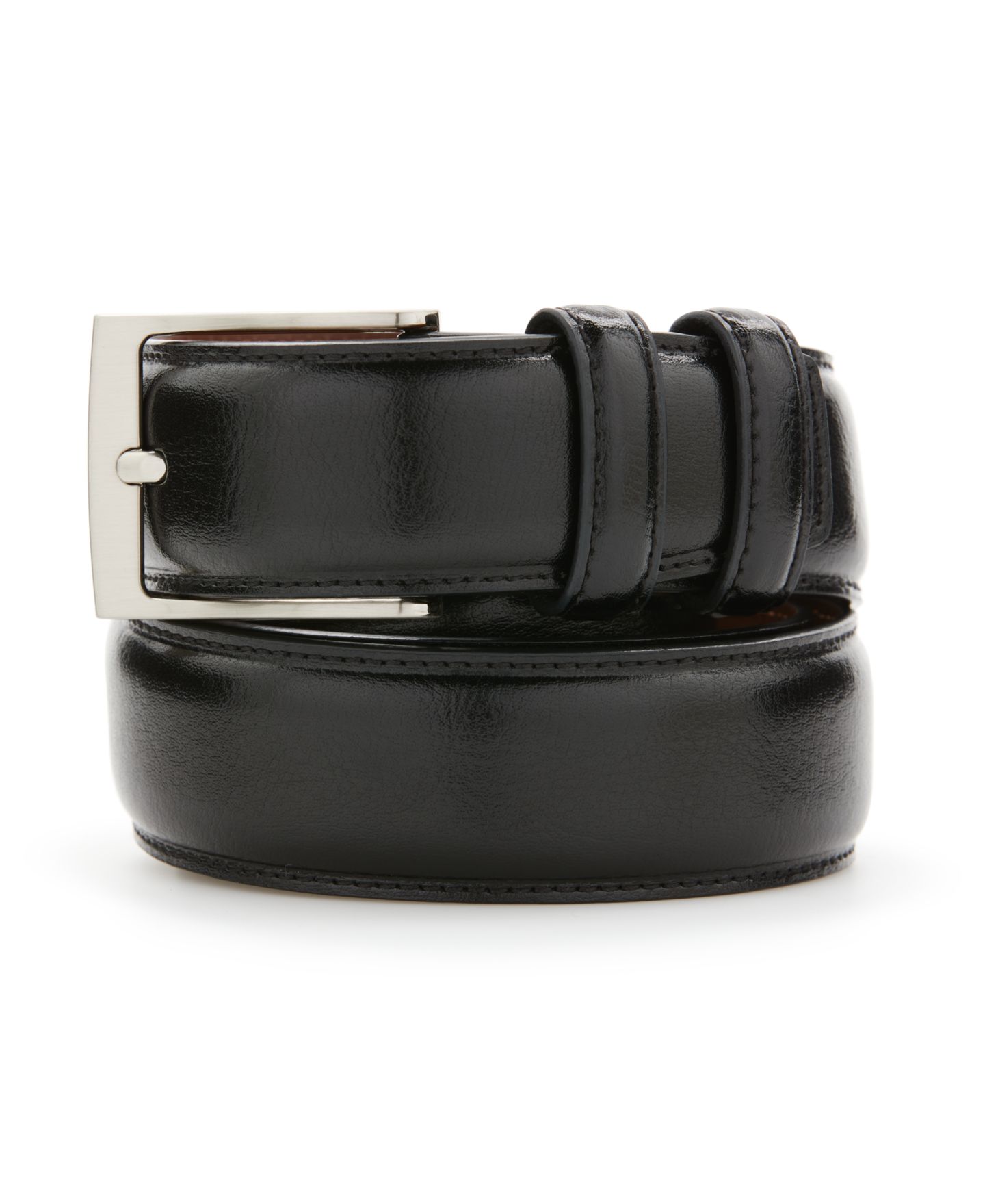Мужской ремень Perry Ellis Portfolio Leather Belt, цвет: Чёрный — фото 1