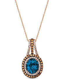 Deep Sea Blue Topaz (4 ct. t.w.) & Diamond (7/8 ct. t.w.) 18" Pendant Necklace in 14k Rose Gold